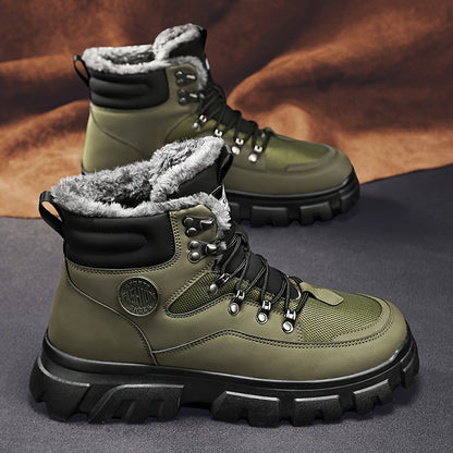 Autumn & Winter Mens Hiking Boots - Ultra-Breathable, Comfortable, Non-Slip, Fuzzy Lined, Waterproof, Insulated, Durable, Supportive Boots for Outdoor Walking, Hiking, Mountaineering, Trekking, and Camping