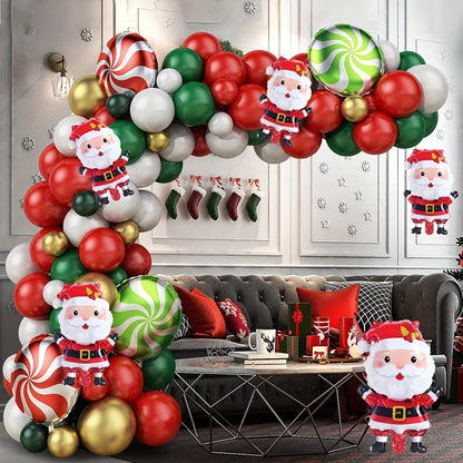 5pcs Aluminum Santa Claus Balloons Set 16" Christmas Party Decorations, No-Feather Festive Mylar Balloon Pack for Holiday Themed Gatherings and Home Decor Without Electricity