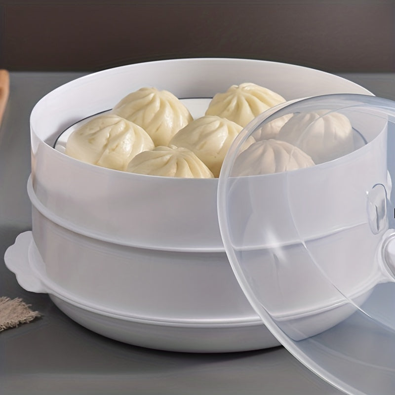 1 Set BPA-Free Multi-layer Microwave Steamer - Fast Heating, Splash-Proof, Steamed Rice Ready - Stackable Design for Mantou, Buns, Dumplings, Healthy Cooking & Easy Clean