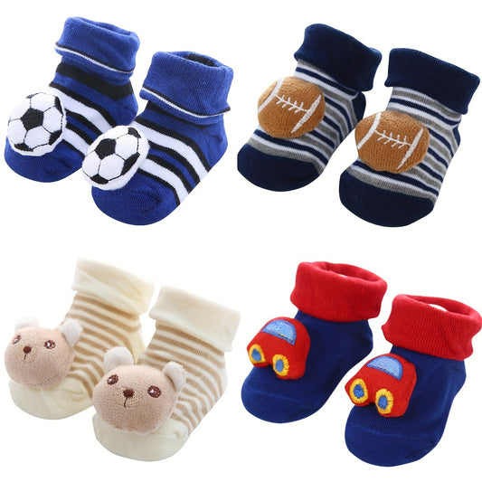 1 Pair Soccer Autumn And Winter Style Cartoon Non-slip Floor Baby Boys Socks