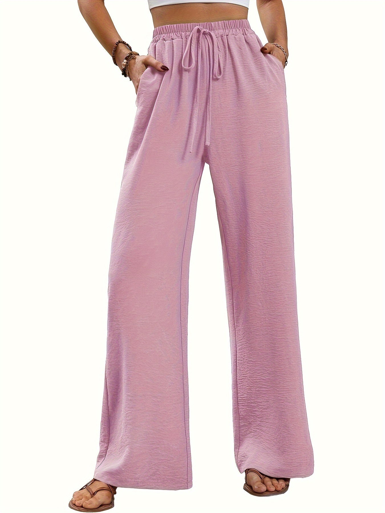 Flowy Palazzo Pants - Ultra-Comfortable High Waist Wide Leg Design for Women, Loose Fit, Ideal for Tall Women or Longer Inseam