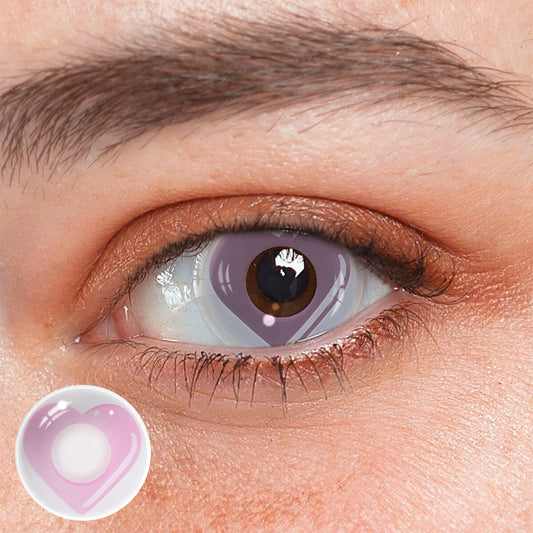 SEALBEER Cosplay Pink Love Heart Pink Colored Contact Lenses