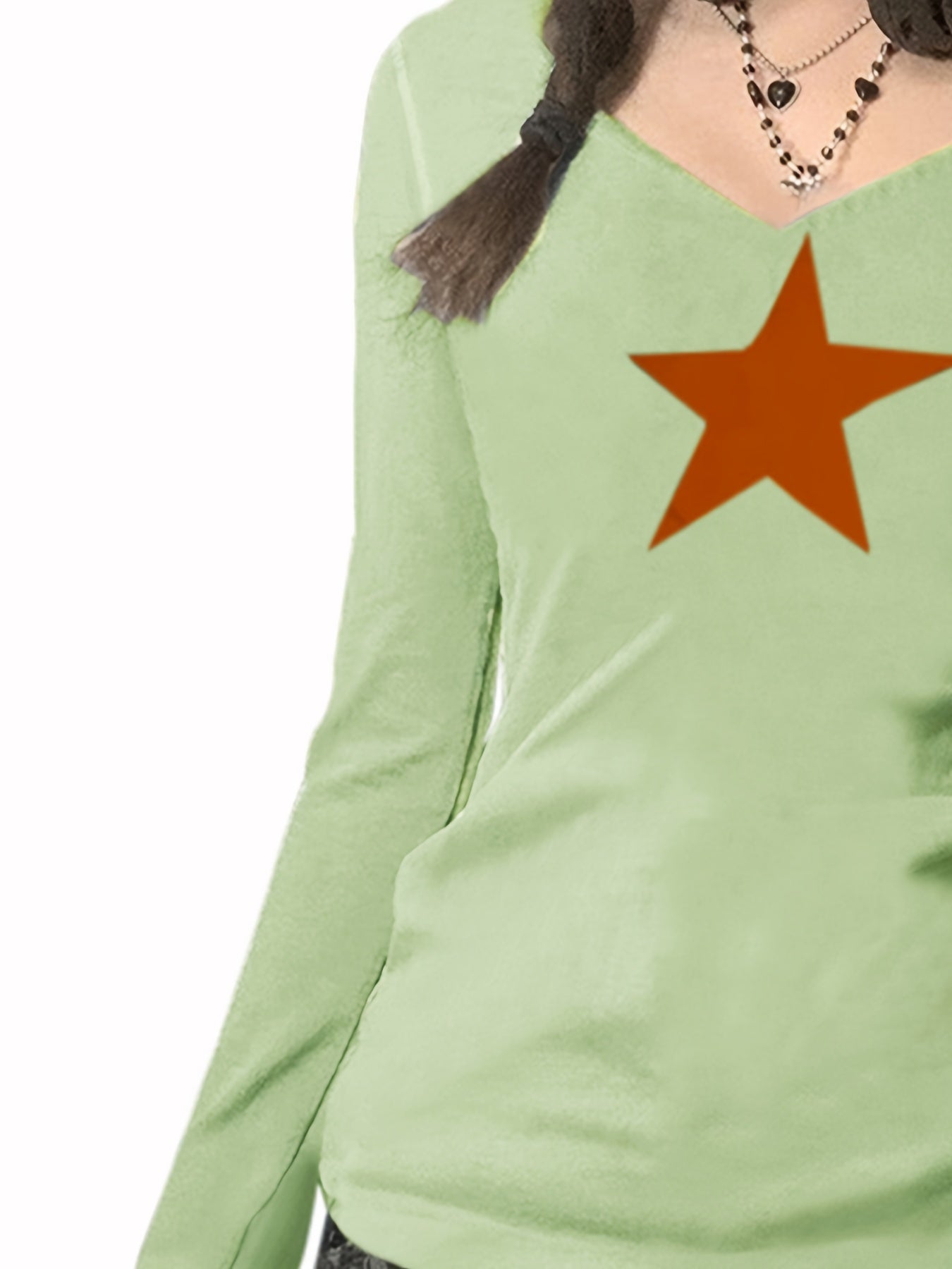 Women's Long Sleeve Casual T-Shirt Y2K Tops Crew Neck Star Printed Fashion Fall Basic Shirts