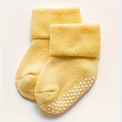 Baby Girl's Non-slip Winter Solid Color Plush Sleep Socks Thickened Warm Home Floor Socks