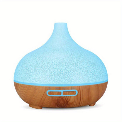 1pcs Air Humidifier Essential Oil Aromatherapy Diffuser With 7 Color LED Humidificador 18.6oz Crack Woodgrain USB Ultrasonic Aroma Diffuser For Home, Office