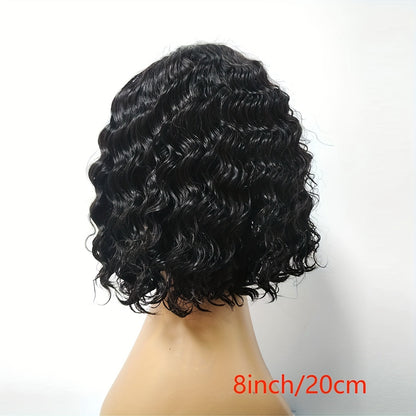 Side Part Human Hair Bob Wig Natural Color Deep Wave Wigs For Women 180% 13*5*1