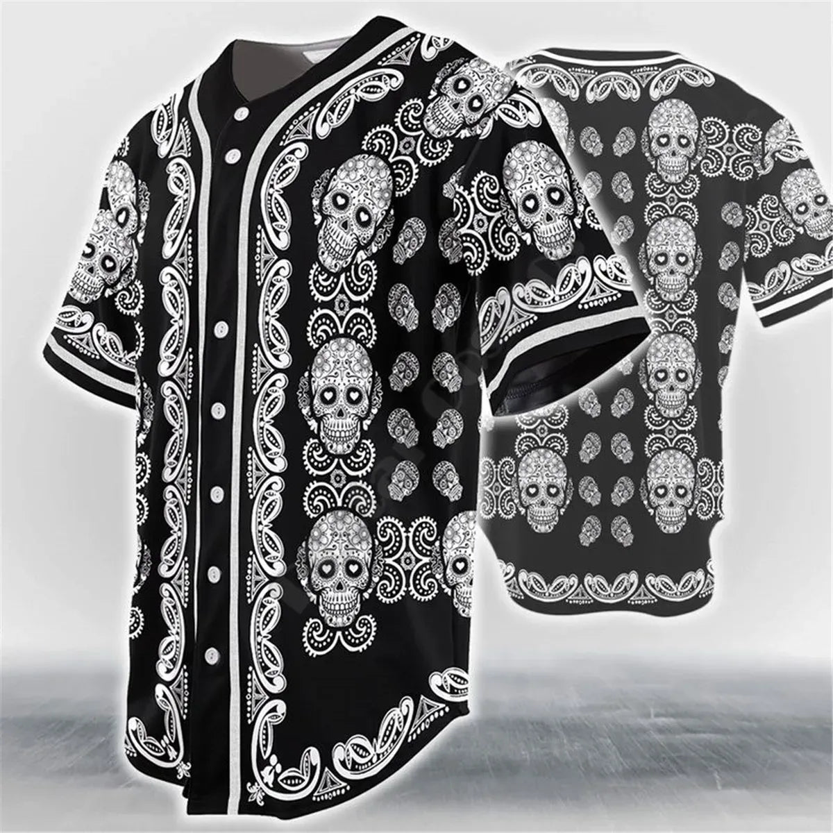 Pattern Color Skull Head Baseball Jersey Baseball Jersey Shirts 3D Printed Men's Shirt hip hop Tops