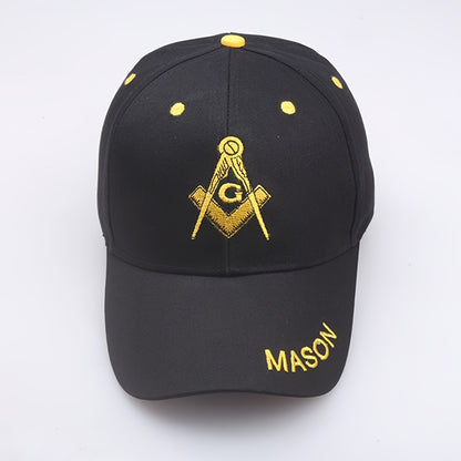 1pc Stylish Baseball Cap With Freemasonry Embroidery, Suitable For Outdoor Leisure Activities, For Both Men And Women