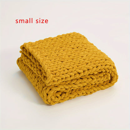 1pc Tight Thick Blanket Handmade Thick Wool Thread Woven Blanket Stick Knitted Blanket Sofa Throw Blanket