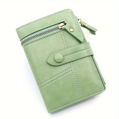 Solid Color Short Mini Wallet, Clutch Bifold Con Purse, Trendy Credit Card Holder