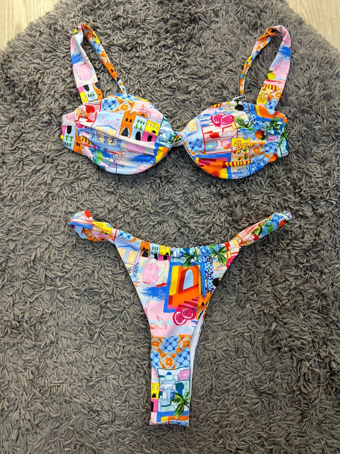 Sexy Push Up Bikini  Women Swimsuit Two Piece Swimwear Female Thong Bikinis Set Swimming for Bathing Suits Brazilian Biquini