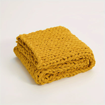 1pc Tight Thick Blanket Handmade Thick Wool Thread Woven Blanket Stick Knitted Blanket Sofa Throw Blanket