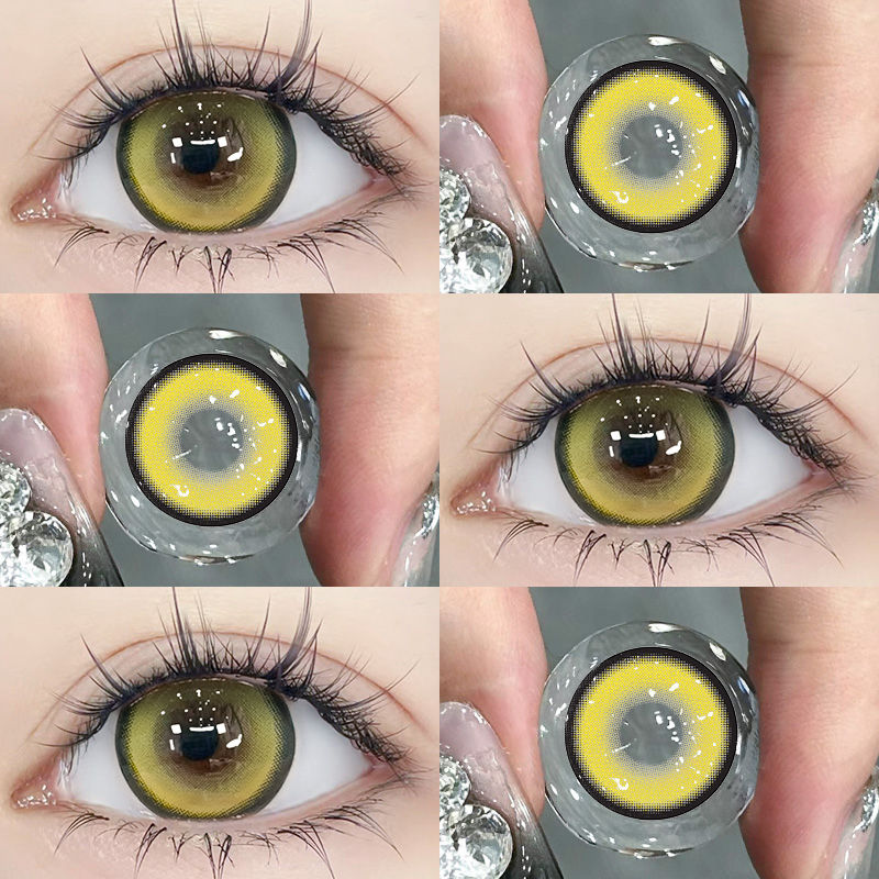 SEALBEER Golden Planet Contact Lenses Day Throwing 2 Packs of Mixed Blood Cosplay Golden Brown Animation Color Rendering Water Moon Green Contact Lenses