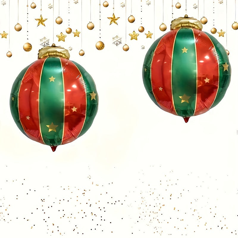 A set of 6 Christmas inflatable hanging balloons, plastic 27" holiday flower theme decorations, suitable for indoor and outdoor use, no power required