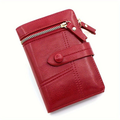 Solid Color Short Mini Wallet, Clutch Bifold Con Purse, Trendy Credit Card Holder