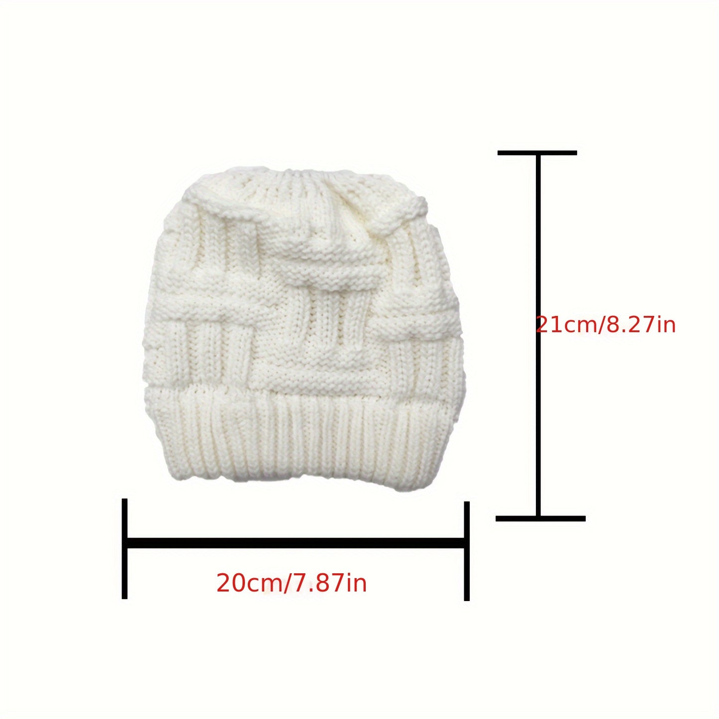 1/2/5pcs Soft & Cozy Knitted Ponytail Beanie Hats - Warm, Thick, Elastic, Versatile Solid Color Winter Caps for Women - Perfect for Outdoor Activities, Daily Wear, and Gift Ideas