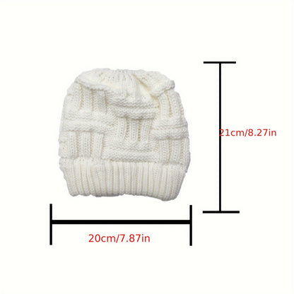 1/2/5pcs Soft & Cozy Knitted Ponytail Beanie Hats - Warm, Thick, Elastic, Versatile Solid Color Winter Caps for Women - Perfect for Outdoor Activities, Daily Wear, and Gift Ideas