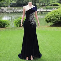 New Arrival Red Formal Evening Dresses  Sheer Cap Sleeve Beadings Sequins Long Party Prom Gowns For New Years Dress BM3508