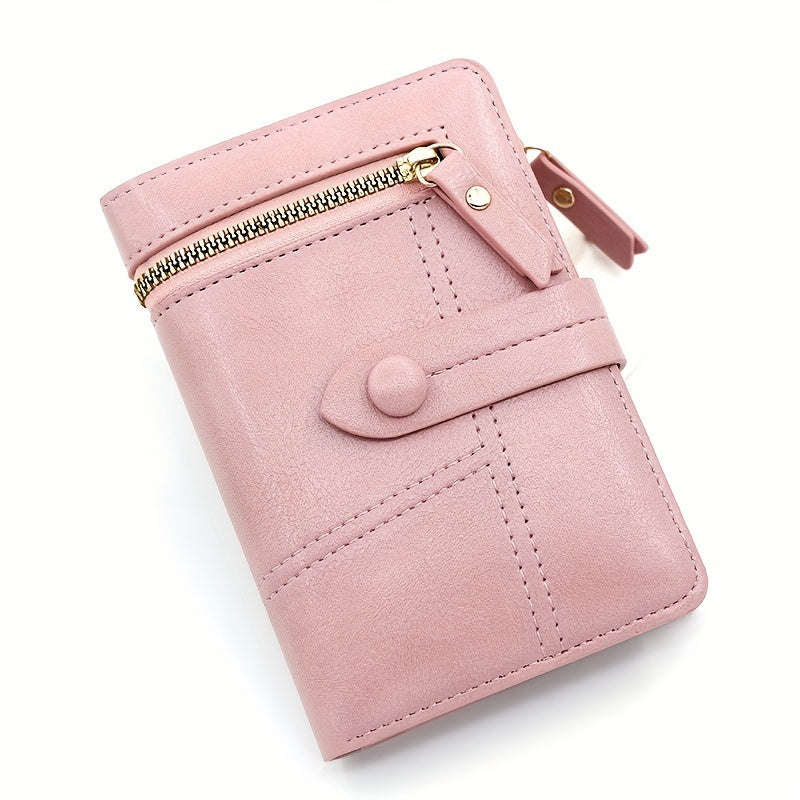 Solid Color Short Mini Wallet, Clutch Bifold Con Purse, Trendy Credit Card Holder