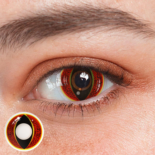 SEALBEER Cosplay Leopard Cat's Eye Red Colored Contact Lenses