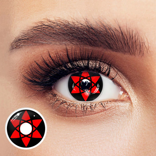 SEALBEER Cosplay NARUTO Uchiha Sasuke Hexagram Shalingan Red Prescription Colored Contact Lenses