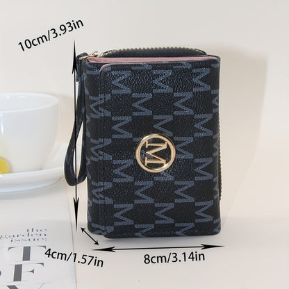 Classic Designer Letter Print Tri-fold Ladies Wallet, Casual Style, Women's Fashion Credit Card Holder