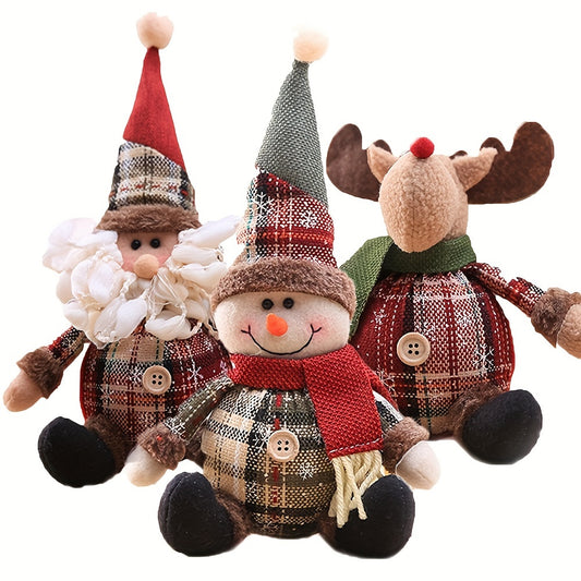 3pcs Christmas Doll Set - Santa, Elk & Snowman Ornaments for Tree Decoration | Perfect Holiday Gift & Home Decor, Christmas Decor