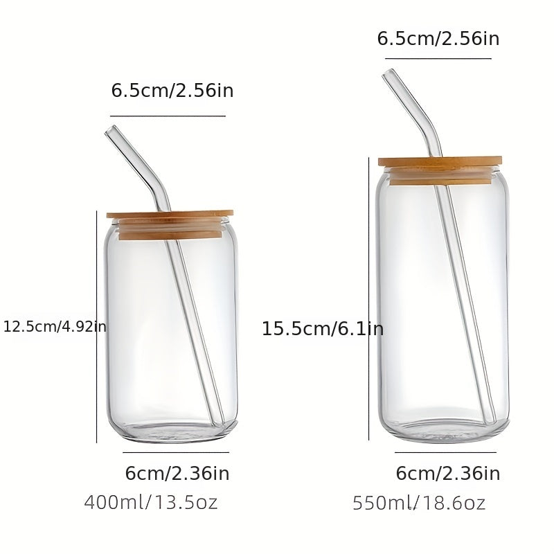 1pc/1 Set, 550ml/400ml Transparent Glass Water Cup with Lid and Straw, Simple Tea Cup, Beer Cup, Juice Glasses, Coffee Cup, Cola Mug, Drinkware