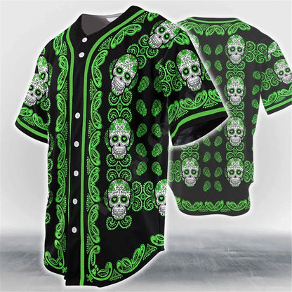 Pattern Color Skull Head Baseball Jersey Baseball Jersey Shirts 3D Printed Men's Shirt hip hop Tops