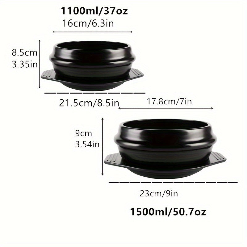 1pc Authentic Korean-Style Stone Ceramic Soup Pot - Heat-Resistant Tray, Non-Stick Glaze, Easy Cleaning, Ideal for Korean Stew, Bibimbap, Broth, and Home Cooking - Round, Durable, and Versatile Kitchenware for Everyday Meals