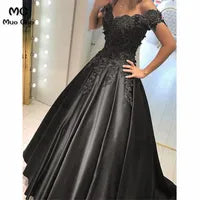 Elegant Off Shoulder Evening Dresses Dark Blue Burgundy A Line Appliques Beads Formal Party Gowns Women Prom Quinceanera Robes de soriee Corset Back Bc16892