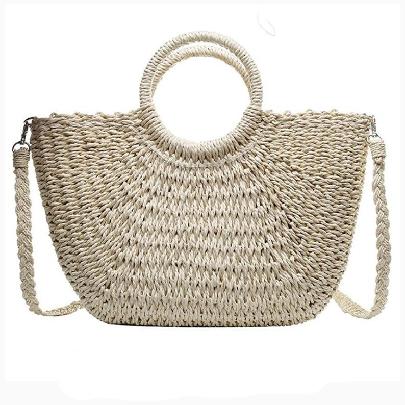 sealbeer A&A Summer Straw Woven Beach Tote Bag