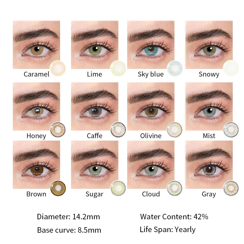 SEALBEER 2pcs/1pair Yearly Color Contact Lenses Athena Lentillas Colores Azules Cosmetics For Eyes Colored Blue Beaute