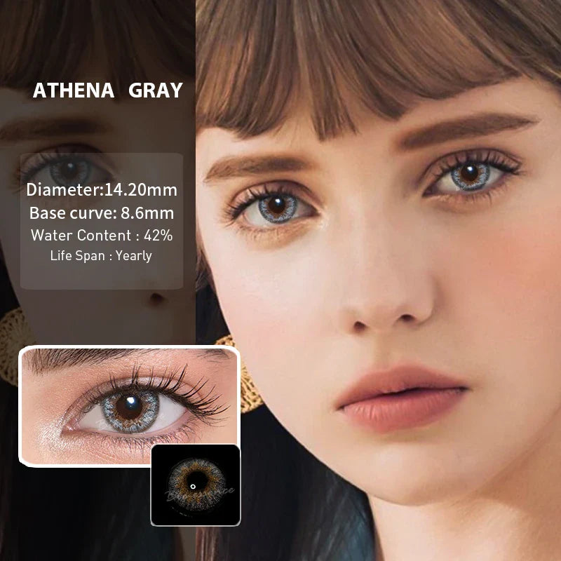 SEALBEER 2pcs/1pair Yearly Color Contact Lenses Athena Lentillas Colores Azules Cosmetics For Eyes Colored Blue Beaute