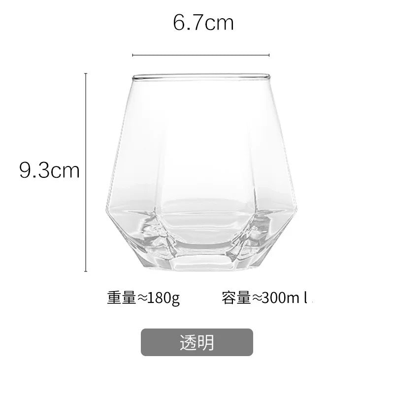 Hexagonal edge glass thickened household juice whiskey wine glass colorful bar high value drinking cup wholesale