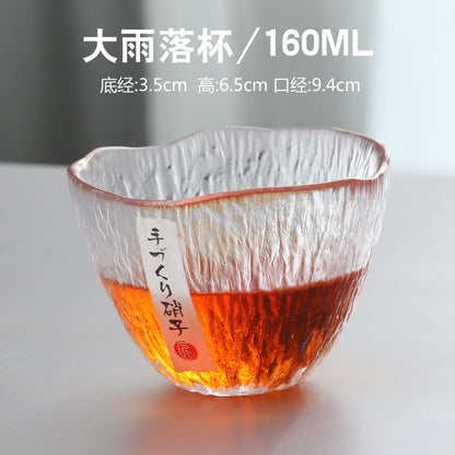 Japanese-style glazed tea cup single cup rain falling glass small teacup thickened teacup handmade hammer pattern small wine cup master cup