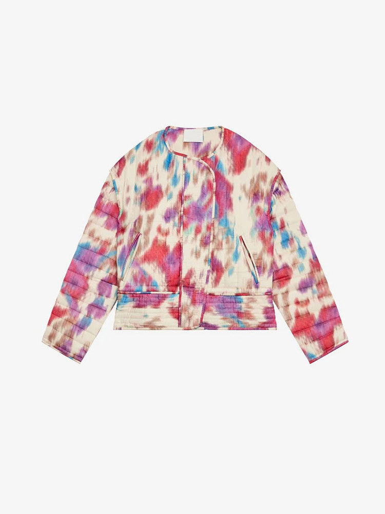 Long-sleeved tie-dye short cotton clothes 2024 European and American cross-border autumn and winter fashion women's casual warm jacket WQK0377