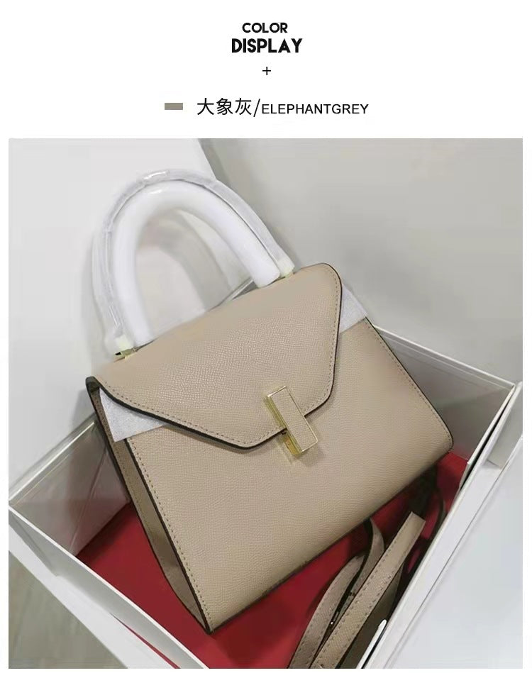 SEALBEER 2025 new Kelly bag fashionable single shoulder oblique span hand lock palm pattern cowhide casual commuter small square bag