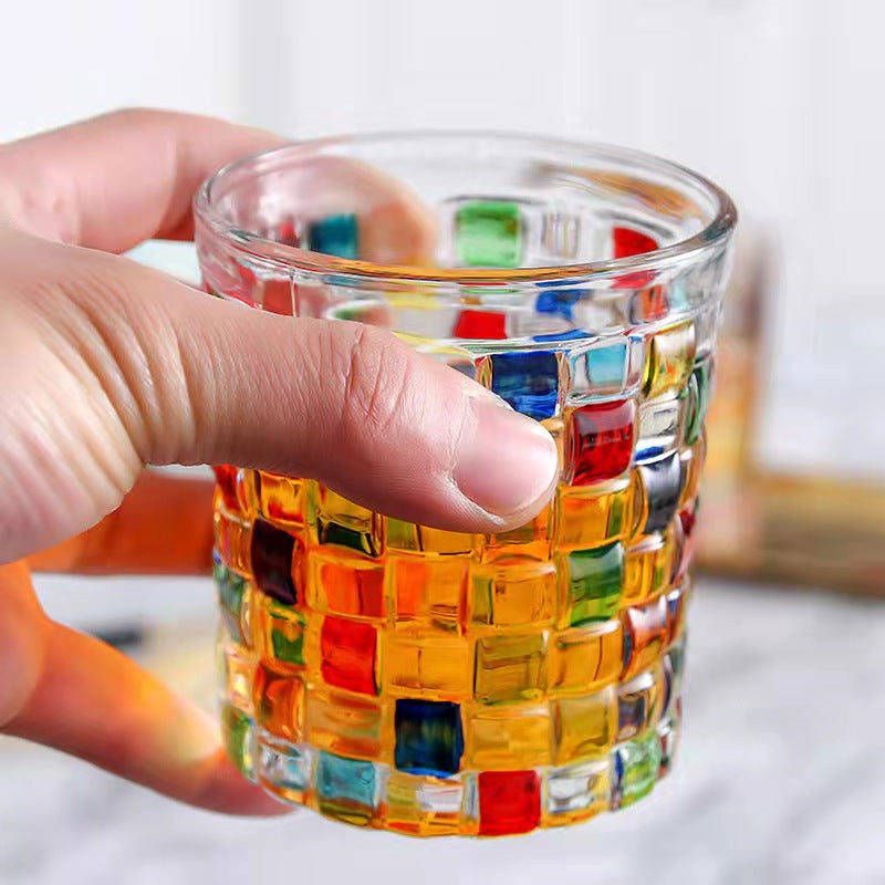 Italian hand-painted crystal glass mouthwash cup high value whiskey creative color woven water cup