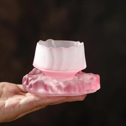 Handmade crystal glass tea cup Kung Fu tea cup pad glazed matte master cup single cup pink ladies tea cup