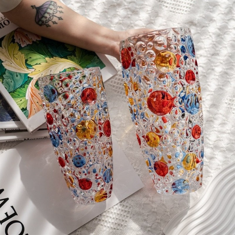 Czech hand-painted bead-point painted vase flower arrangement high-end light luxury ornament crystal glass candy jar water cup wholesale