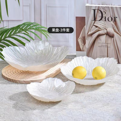 Nordic wind crystal glass flower plate high value candy plate pearlescent simple snack fruit plate set wholesale