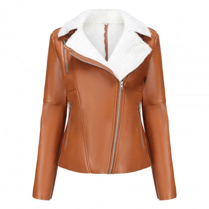 Autumn and winter new velvet leather jacket women's European size warm long-sleeved lapel jacket European and American commuter casual jacket