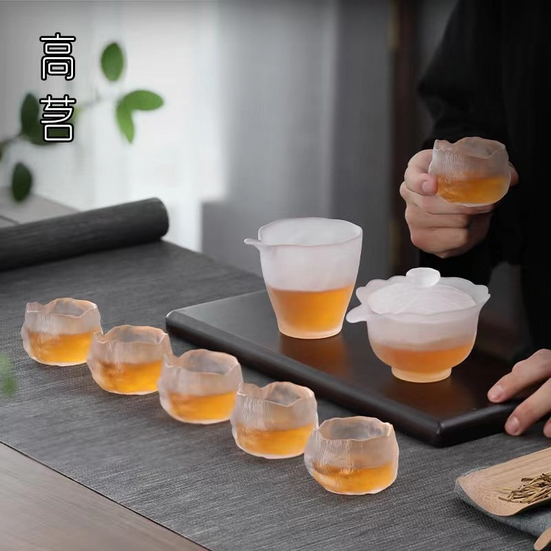 Japanese-style first snow glass tea set household kung fu teacup glazed fair cup frosted cover bowl master cup wholesale