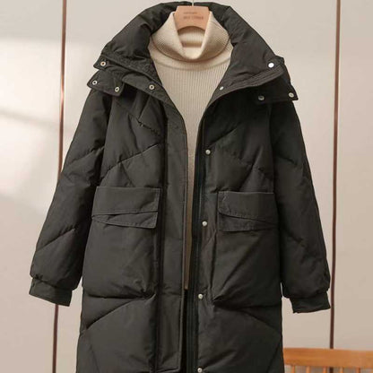 2023 new medium and long green down cotton-padded clothes women's loose cotton-padded clothes winter thickened warm large-size cotton-padded jacket