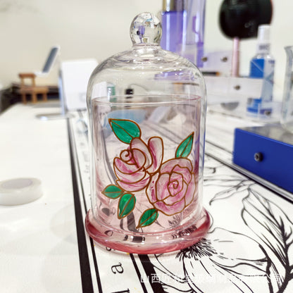 Flower crystal glass aromatherapy cover artificial hand-painted three-dimensional dried flower candle glass cover light luxury home ornament gifts