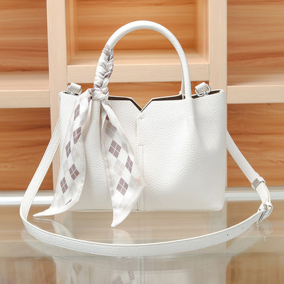 SEALBEER popular new Korean version lychee pattern silk scarf handbag women's versatile shoulder messenger bag simple soft leather tote bag