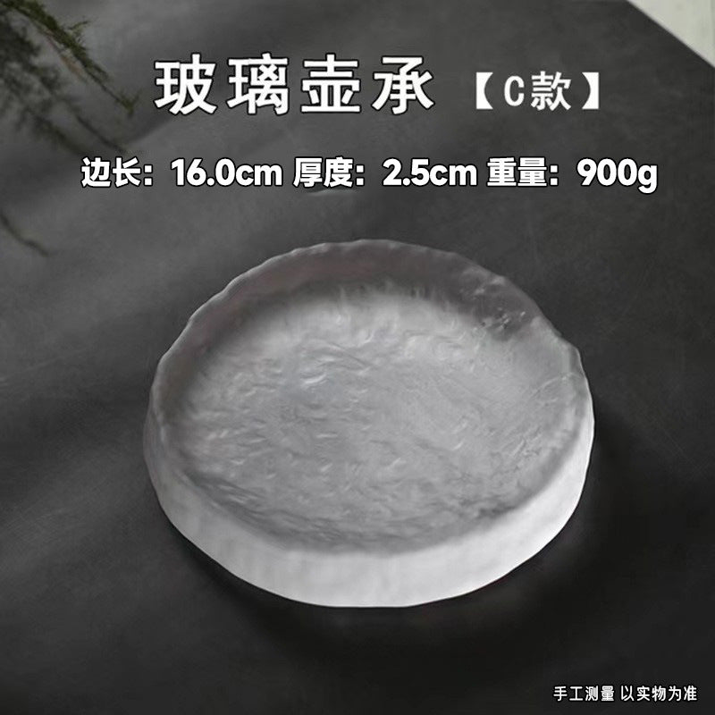 Simple glass pot cover plate Chinese kung fu tea set tea tray glazed dry brewing table exquisite Japanese food dim sum sushi plate