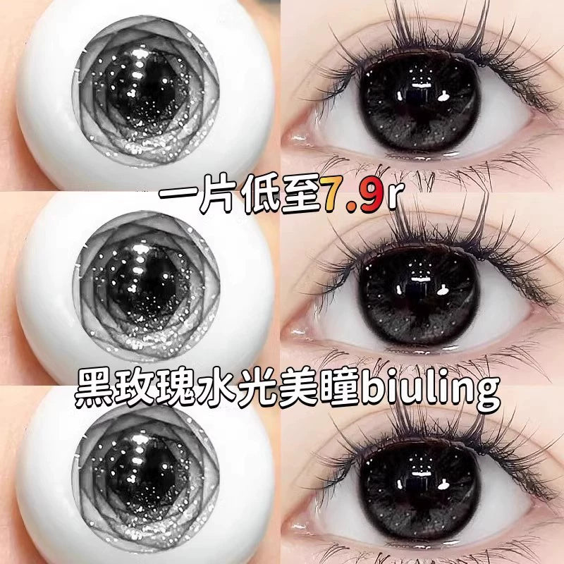 SEALBEER Hot new black rose contact lenses for half a year, throwing large diameter black natural pupil expansion, comfortable and invisible qy