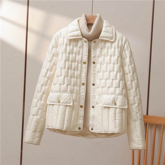 90 white duck down light down jacket women's short 2023 winter new casual versatile and thin small fragrant pressure glue jacket